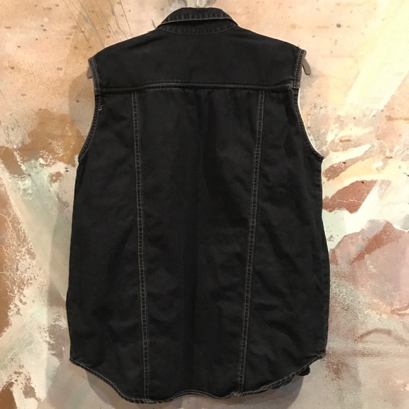SADDLE BLEUS Vintage Western Vest Black Denim S - Picture 2 of 3